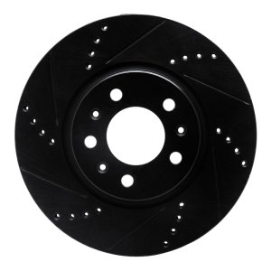 Pontiac Solstice Brake Rotor (1) - Front Left - R1 Concepts - Drilled & Slotted - Black - `06-`10